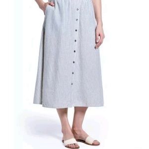 Eileen Fisher Button Front Flared Midi Skirt Size M NWT